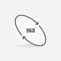 Icono simple de concepto de vector de 360 grados en estilo de línea delgada