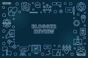 Blogger Review vector blue concept linear illustration or frame
