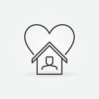 House under Heart linear icon. Stay at Home vector symbol