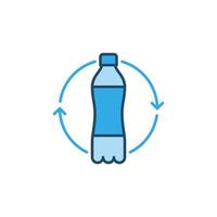 botellas de plástico reciclaje vector concepto icono azul