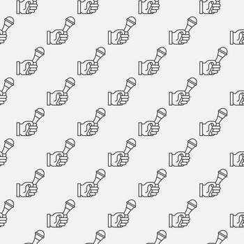 mano con micrófono patrón de vector transparente lineal