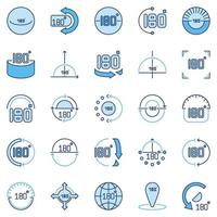 Angle 180 Degrees blue vector icons collection