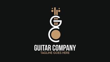 Plantilla de logotipo de iniciales de nombre de guitarra de letras gc vector