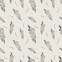 Pattern dry Herbs Seamless print green and beige colors. Vector illustration