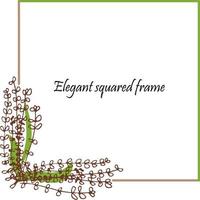 Square frame from Dry Herbs for postcards, posters, announcements. Decor element Dried flowers with a frame. Vector illustration