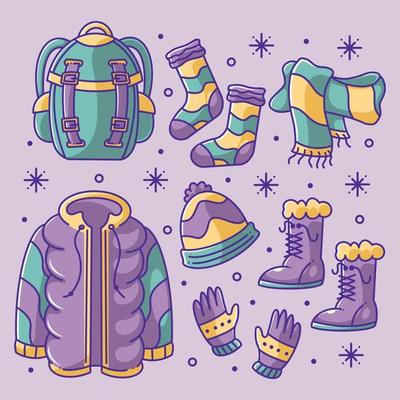 Drawn winter clothes full color