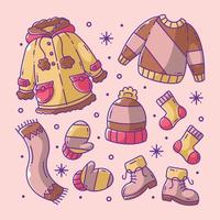 Winter clothes and essentials full color vector