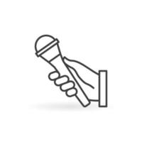 Hand Holding Mic outline vector concept minimal icon
