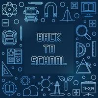 Back to School blue concept linear frame - vector illustration