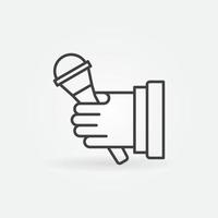 Microphone in Hand vector icon in thin line style