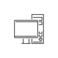 Gaming Desktop Computer vector concept outline icon