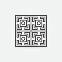 Four Tiles with Geometric Design vector thin line icon
