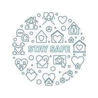 Stay Safe linear vector concept circular simple illustration