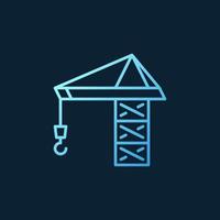 Tower Crane vector blue linear icon on dark background