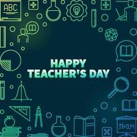Vector Happy Teacher's Day colored linear illustration or frame