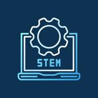 STEM laptop with cog vector linear colorful icon or logo