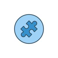 Circle with Puzzle vector concept blue icon or logo