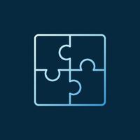 Puzzle vector concept blue icon or logo in outline style