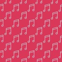 Musical Note red seamless pattern - vector Music background