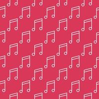 Musical Note red seamless pattern - vector Music background