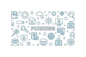 Phishing vector concept outline horizontal illustration