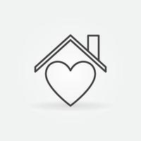 Stay Home line icon. Heart under House Roof vector symbol