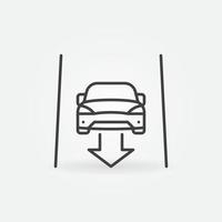 Self-driving Car with Arrow on the Road vector line icon