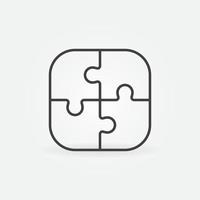 Puzzle with four Pieces outline vector concept icon