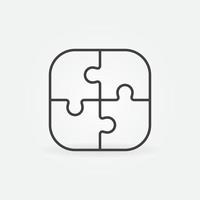 Puzzle with four Pieces outline vector concept icon