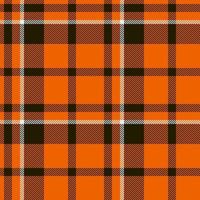 Plaid seamless pattern in orange. Check fabric texture. Vector textile print.