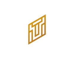 Abstract Letter T and U Logo Design with Minimal Line Style in Gold Gradient. Initial TU or UT Logo for Business and Technology Logo vector