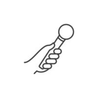 Hand Holding Mic vector icon or logo in thin line style