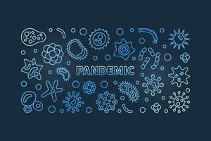 concepto de vector pandémico banner horizontal de línea delgada azul