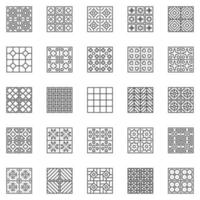 Tile vector outline icons set - ceramic tiles linear symbols