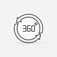 Icono de concepto de contorno de vector de flechas de 360 grados