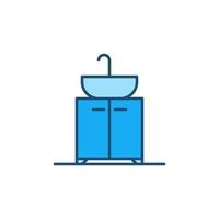 Sink on Vanity Unit vector blue concept icon