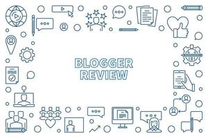 Blogger Review vector outline illustration or horizontal frame