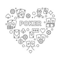 ilustración de concepto de vector de corazón de póquer en estilo de línea delgada