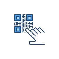 QR Code and Hand vector concept colored icon