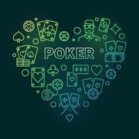 Poker vector concept heart-shaped colorful outline illustration