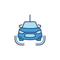 concepto de vector de coche autónomo icono azul - vista frontal