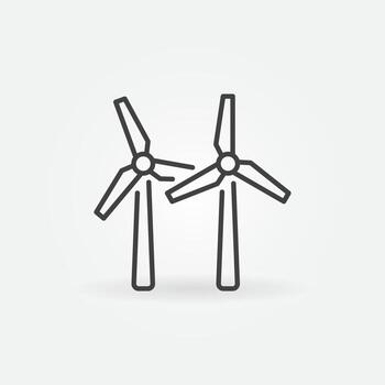 Two Wind Turbines vector concept icon in thin line style