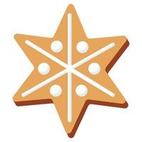 pan de jengibre en forma de estrella. repostería navideña casera tradicional. ilustración vectorial aislado sobre fondo blanco. vector