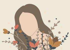 Young Woman Abstract Faceless Portrait With Flowers vector