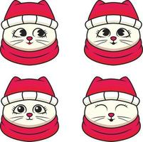 vector illustration of cute cartoon kitten wearing winter clothes