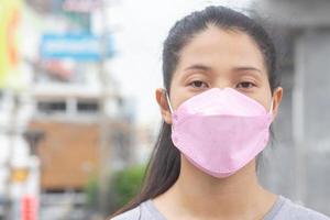 woman wearing a mask to prevent dust and bacteria photo