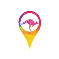 Kangaroo vector logo with gps pointer design. Kangaroo and GPS vector logo design template.