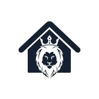 Lion and building logo vector. Wild lion head graphic illustration. vector