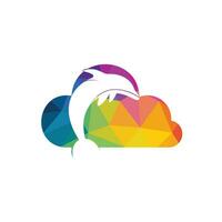 diseño de logotipo de vector de nube de delfín. signo simple de icono de delfín y nube.