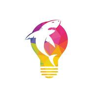 Shark and bulb vector logo design. Shark and bulb lamp icon simple sign.